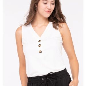 SMALL Sleeveless Button Ribbed Henley